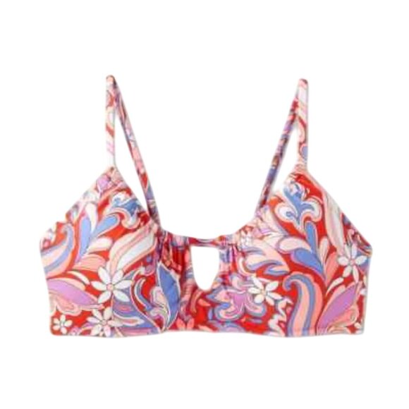 Shade & Shore Womens Floral Printed Bikini Top Size 34C Multicolor Nylon/Spandex - Picture 10 of 12